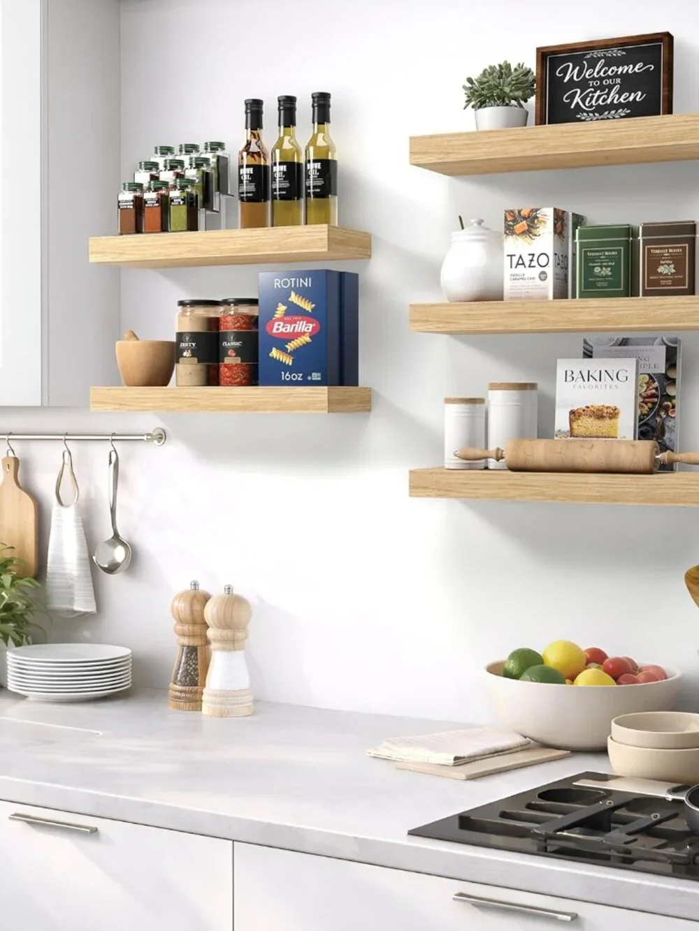 Lightweight 3 Pack of 16 Inch Floating Shelves - Perfect for Stylish Storage